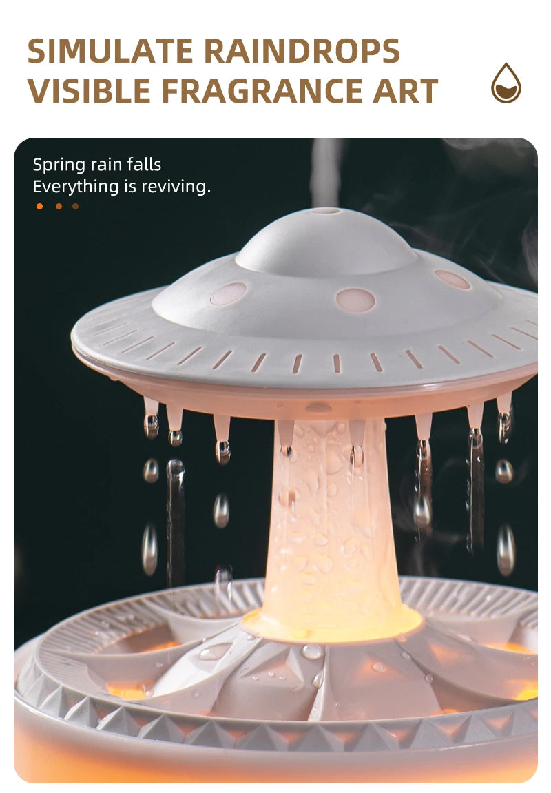 Night Lamp Mushroom Water Drips Sounds Cloud Raindrop Humidifier Diffuser with Remote Control