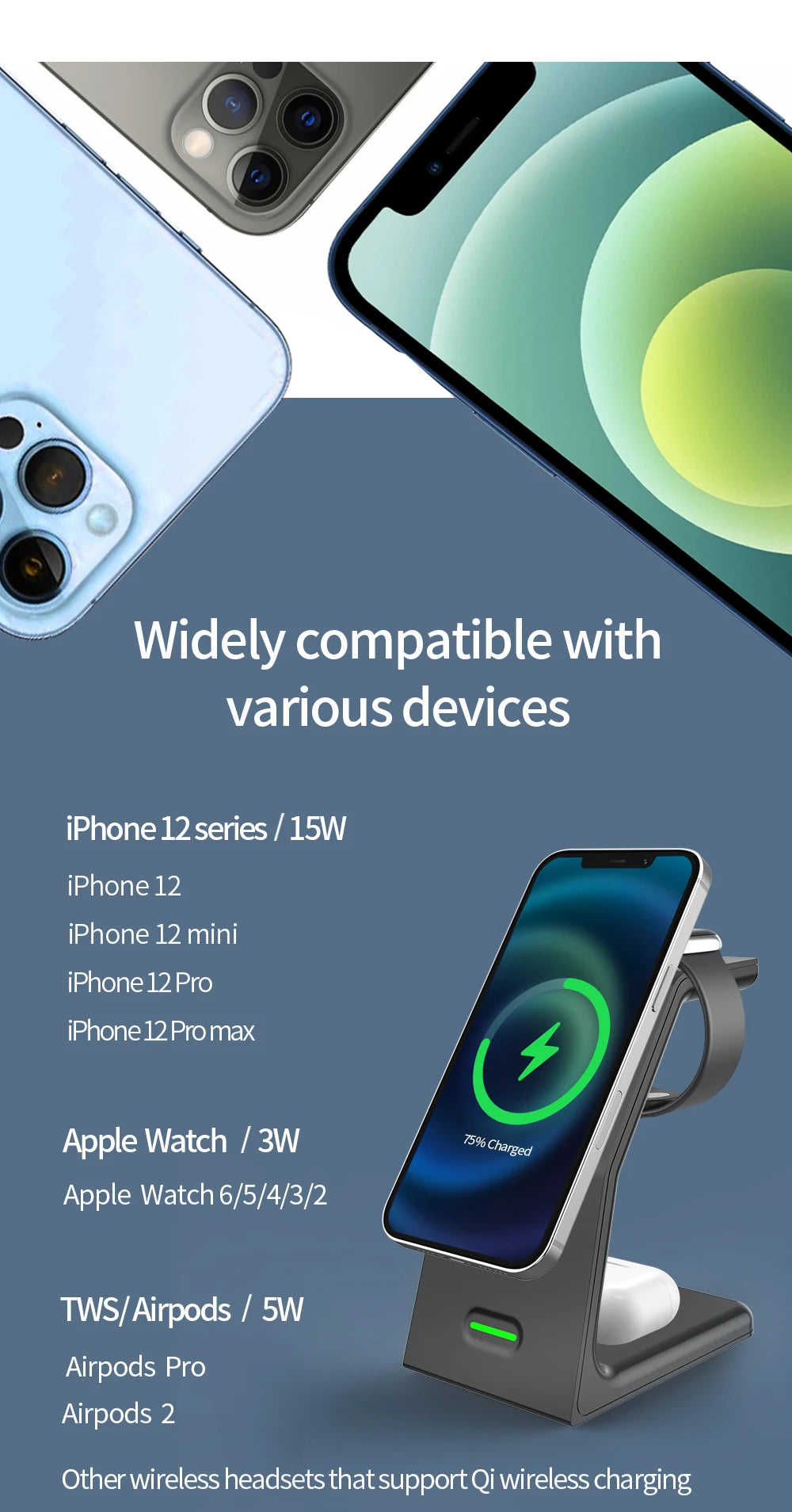 Factory Price Smart Soft Light 15W Magnetic Wireless Portable Charger for iPhone Adsorption PD Function Output 10W