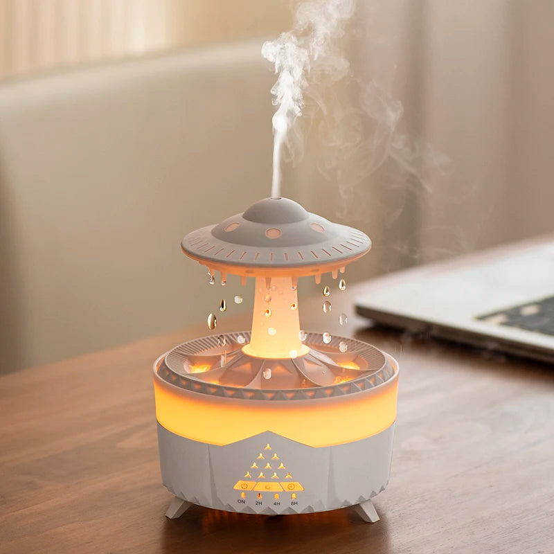 Night Lamp Mushroom Water Drips Sounds Cloud Raindrop Humidifier Diffuser with Remote Control