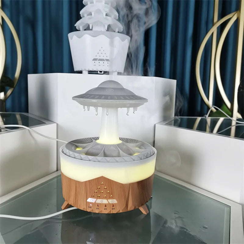 Night Lamp Mushroom Water Drips Sounds Cloud Raindrop Humidifier Diffuser with Remote Control