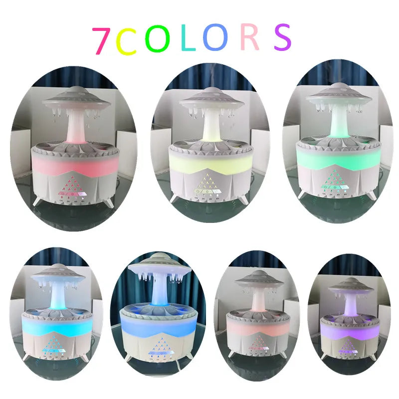 Night Lamp Mushroom Water Drips Sounds Cloud Raindrop Humidifier Diffuser with Remote Control