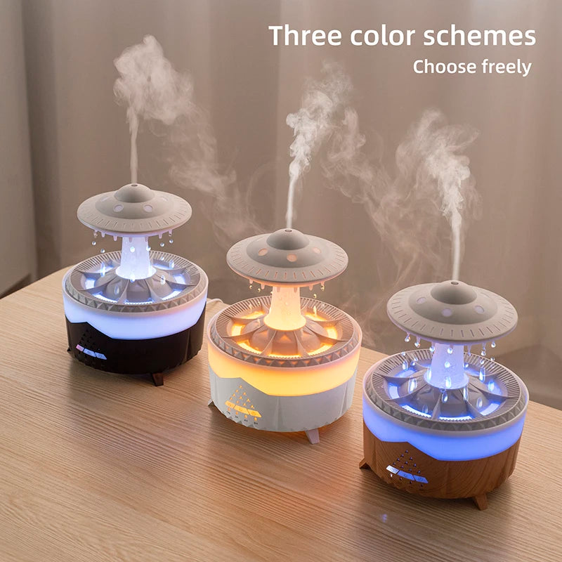Night Lamp Mushroom Water Drips Sounds Cloud Raindrop Humidifier Diffuser with Remote Control