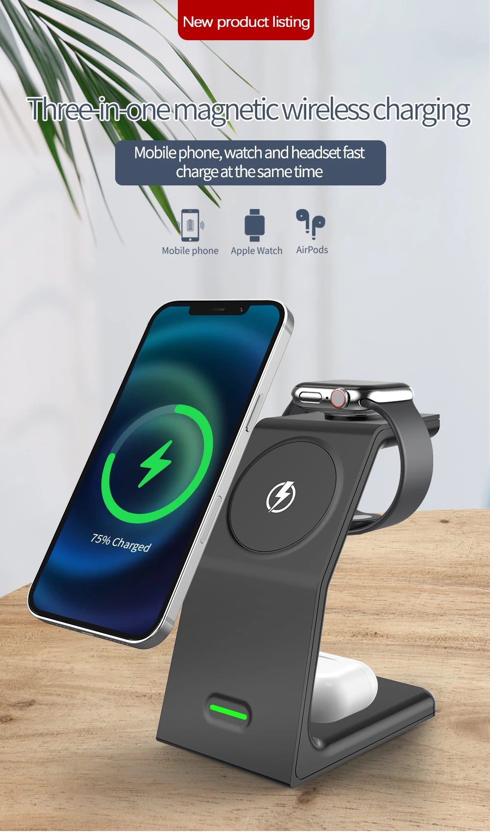 Factory Price Smart Soft Light 15W Magnetic Wireless Portable Charger for iPhone Adsorption PD Function Output 10W