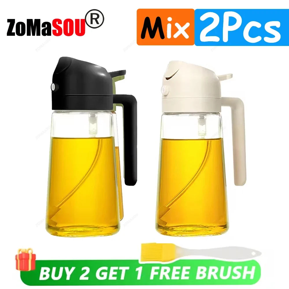 1-4Pcs 2in1 Oil Sprayer Bottle Plastic BBQ Cooking Oil Dispenser