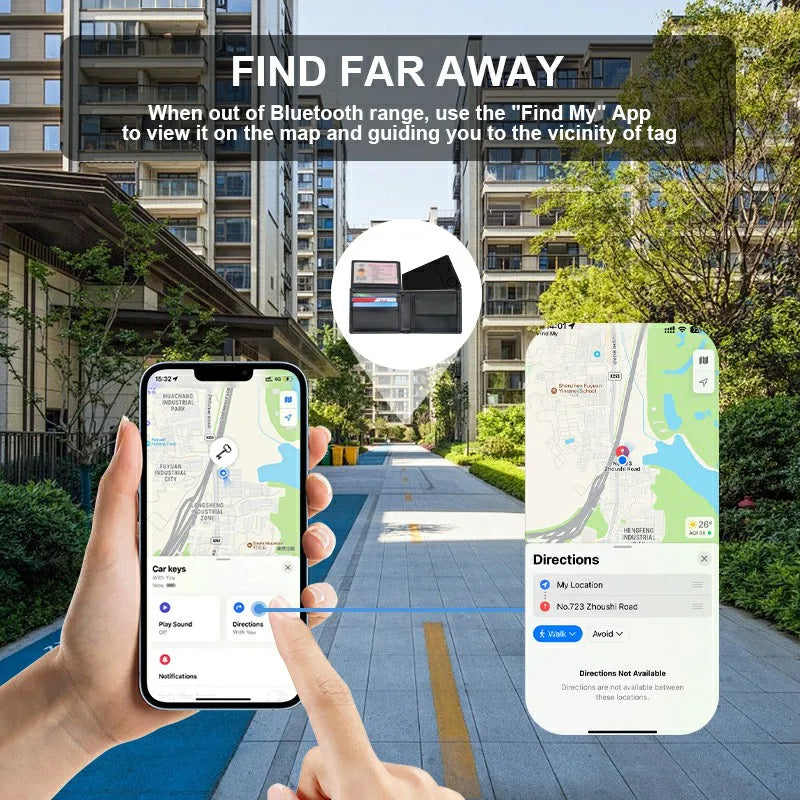 Wireless Rechargerable Smart Card Tracker Work with Apple Find My App Back Cover iCard Tag for iPhone AirTag ID Card Finder New Card stylish