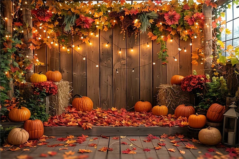 Fall Harvest Backdrop Autumn Barn Pumpkin Maple Photography Background Festivals Party Baby Shower Decor Banner