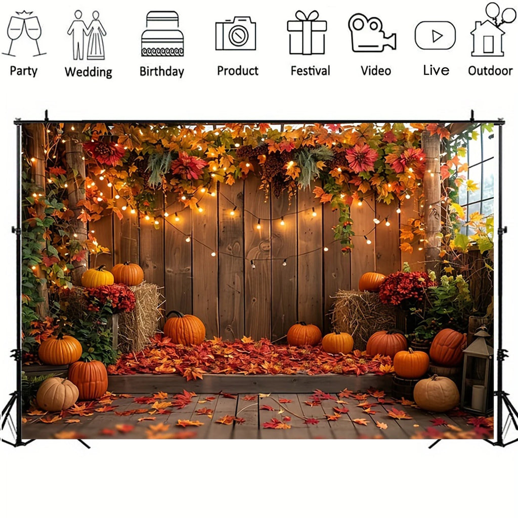 Fall Harvest Backdrop Autumn Barn Pumpkin Maple Photography Background Festivals Party Baby Shower Decor Banner