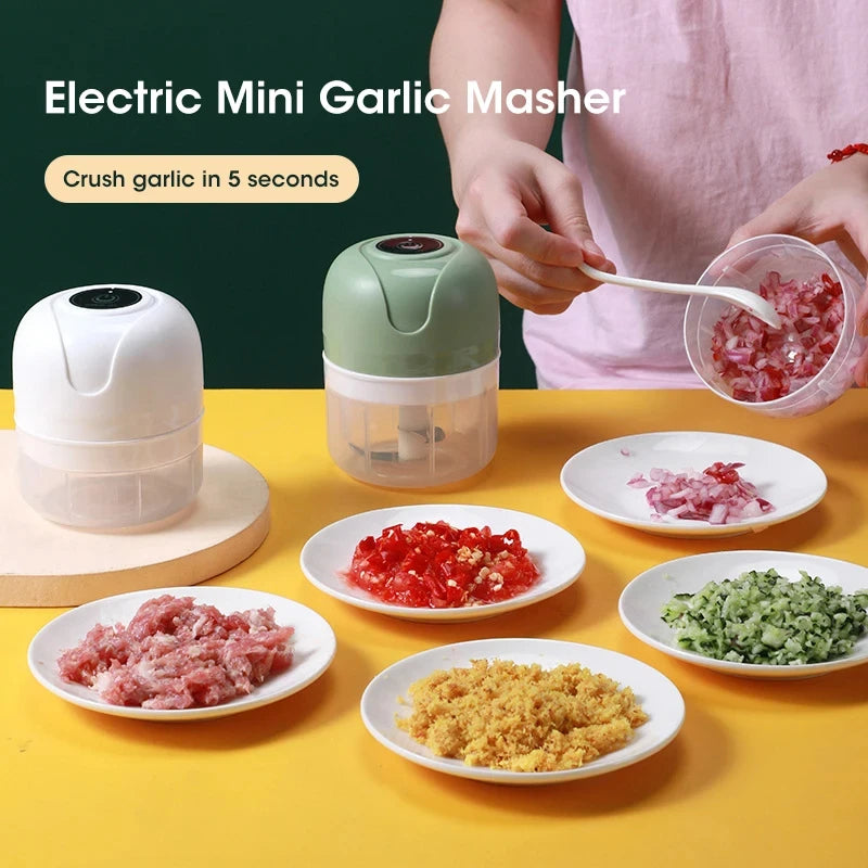Garlic Masher Crusher Electric Portable Meat Grinder Vegetable Chopper for Kitchen