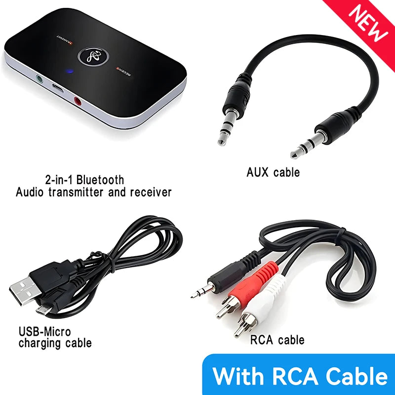 Bluetooth 5.3 Audio Transmitter Receiver 3.5mm AUX Jack RCA USB Dongle Music Wireless Adapter