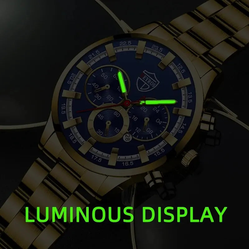 Watches Business Stainless Steel Quartz Wrist Watch Calendar Date Male Casual Sports