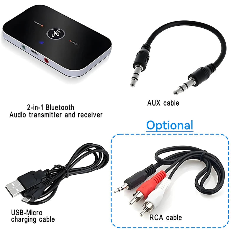 Bluetooth 5.3 Audio Transmitter Receiver 3.5mm AUX Jack RCA USB Dongle Music Wireless Adapter