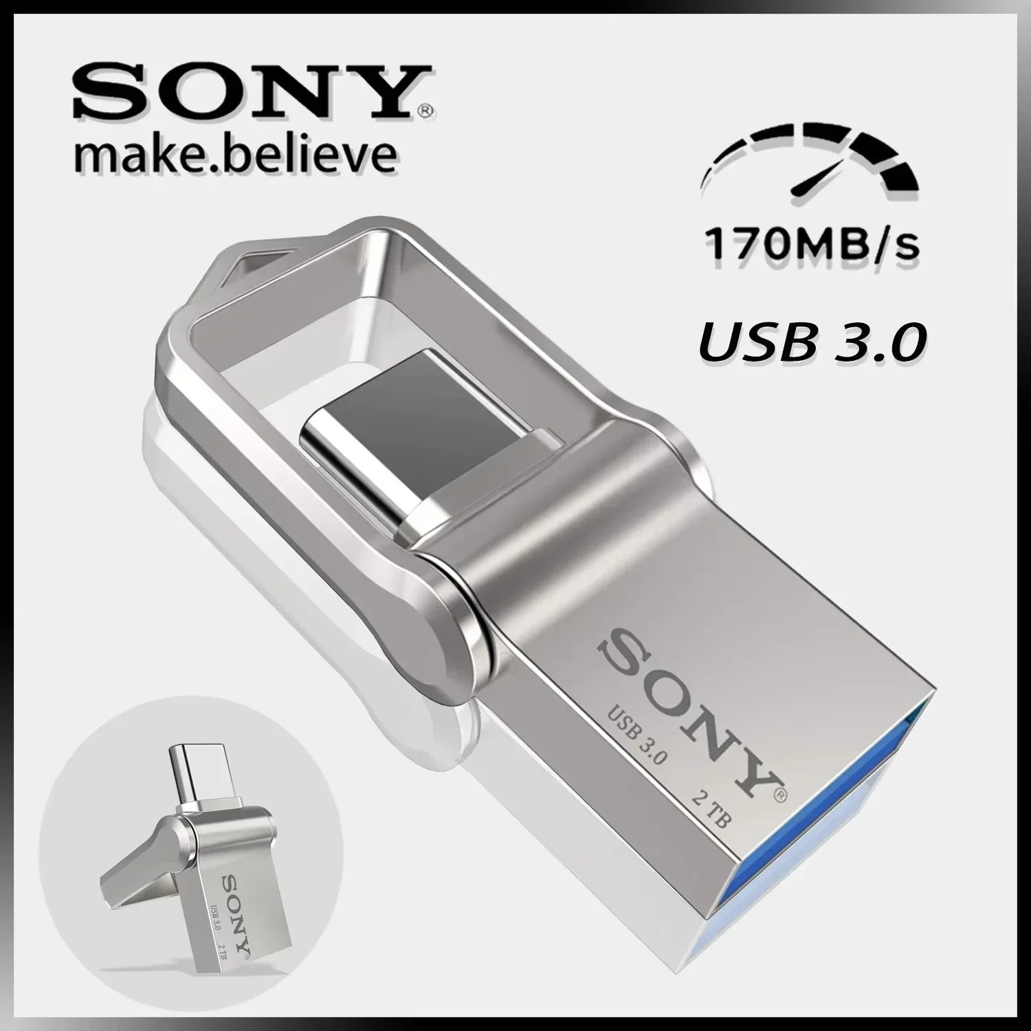 SONY OTG USB-C Flash Pen Drive Metal Memory Stick USB 3.0 flash Disk 64GB 128GB 256GB  USB 3.0 Dual C Pen drive