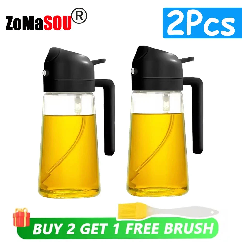 1-4Pcs 2in1 Oil Sprayer Bottle Plastic BBQ Cooking Oil Dispenser