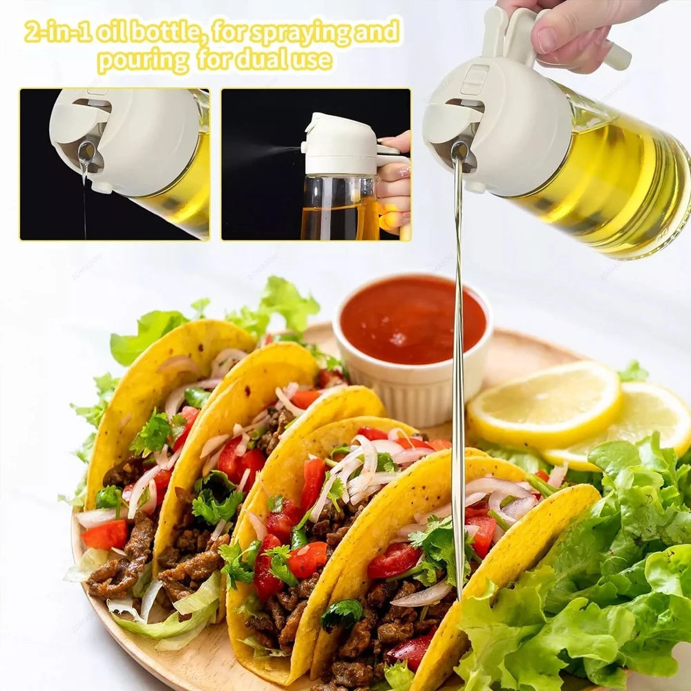 1-4Pcs 2in1 Oil Sprayer Bottle Plastic BBQ Cooking Oil Dispenser