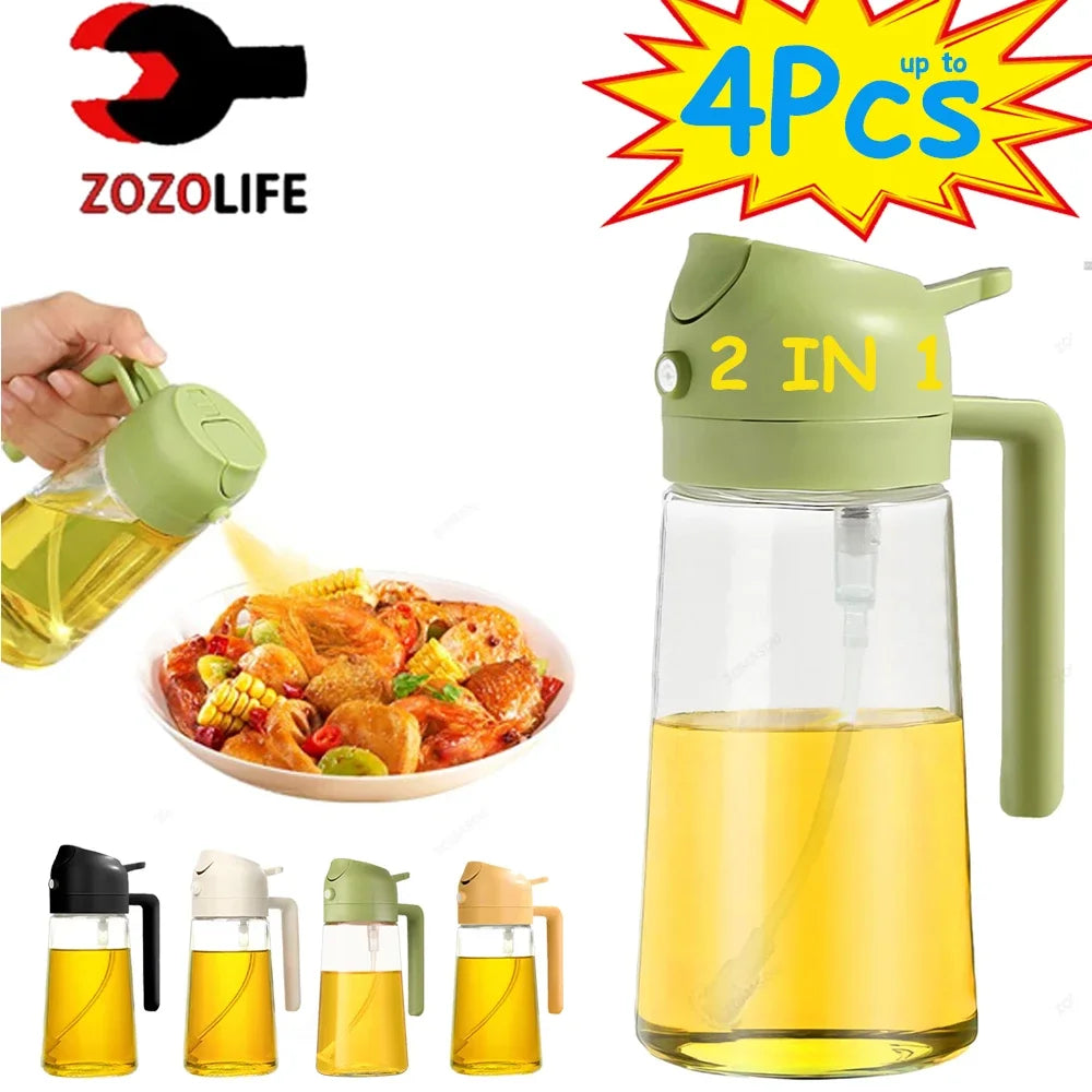 1-4Pcs 2in1 Oil Sprayer Bottle Plastic BBQ Cooking Oil Dispenser