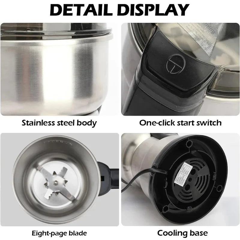 400W 304 Stainless Electric Grinder Eight Page Blade Electric Smash Machine Rice Beans  Blender