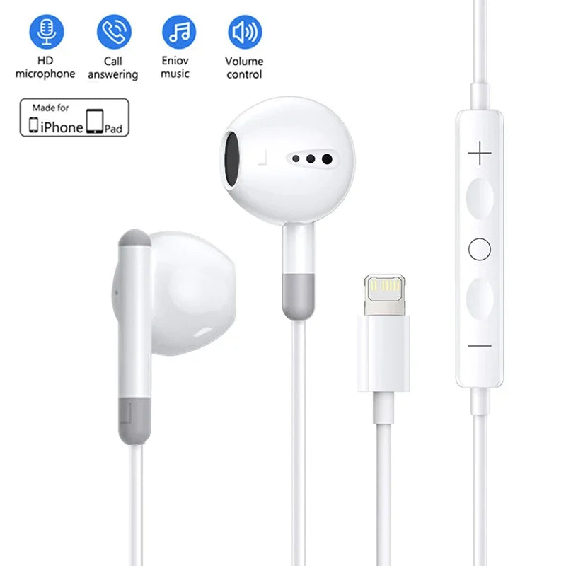 Apple iPhone Lighting Earphones 13 12 11 Pro Max XR XS X SE 7 8 6 Plus