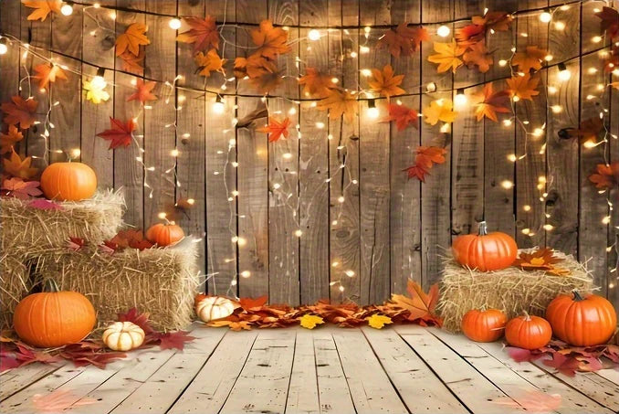 Fall Harvest Backdrop Autumn Barn Pumpkin Maple Photography Background Festivals Party Baby Shower Decor Banner