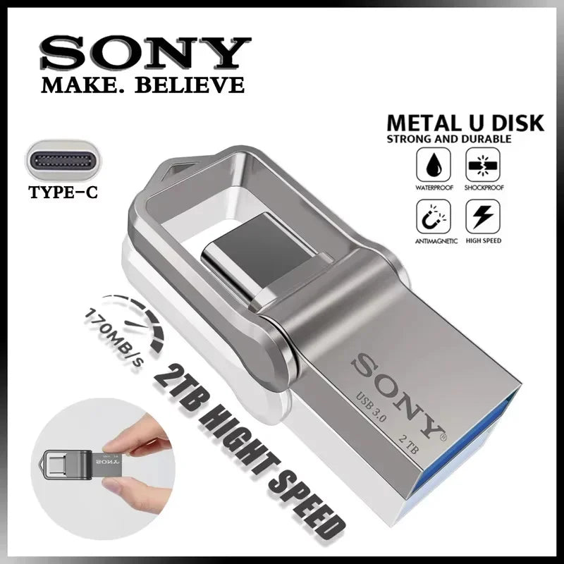 SONY OTG USB-C Flash Pen Drive Metal Memory Stick USB 3.0 flash Disk 64GB 128GB 256GB  USB 3.0 Dual C Pen drive