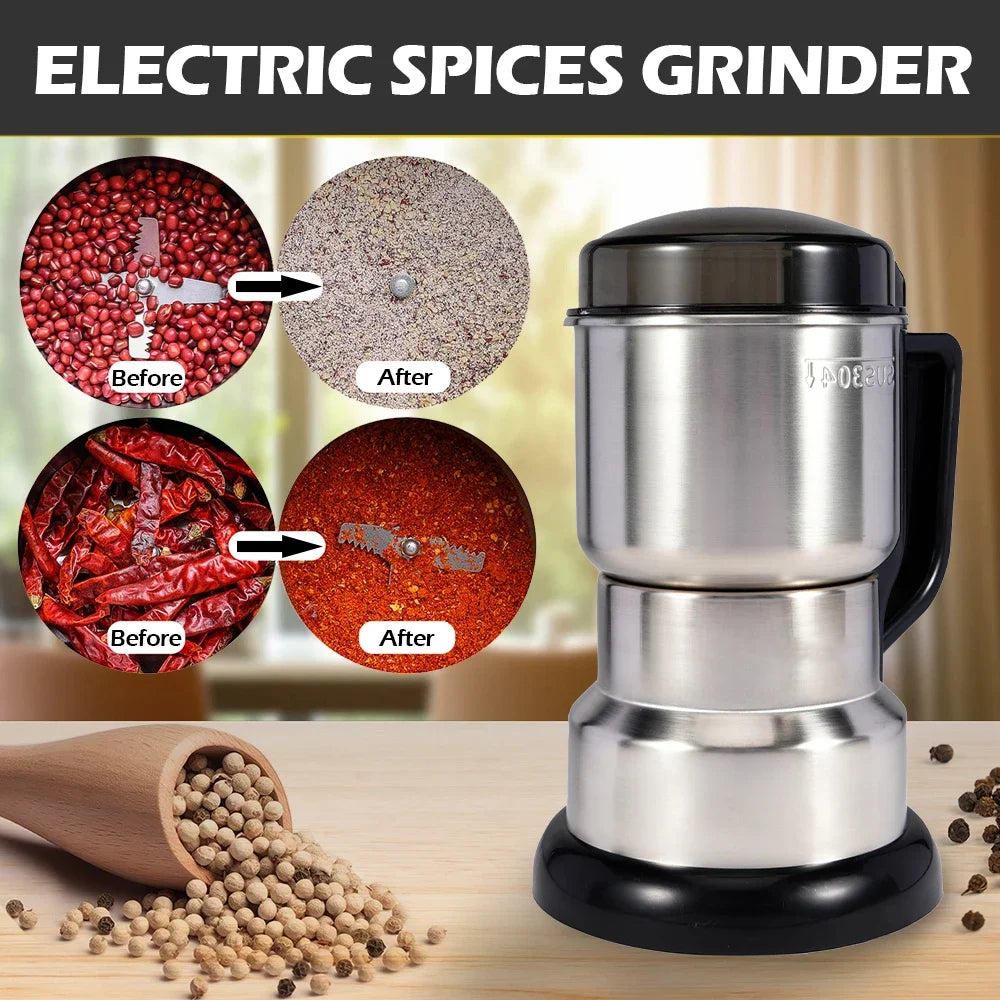 400W 304 Stainless Electric Grinder Eight Page Blade Electric Smash Machine Rice Beans  Blender