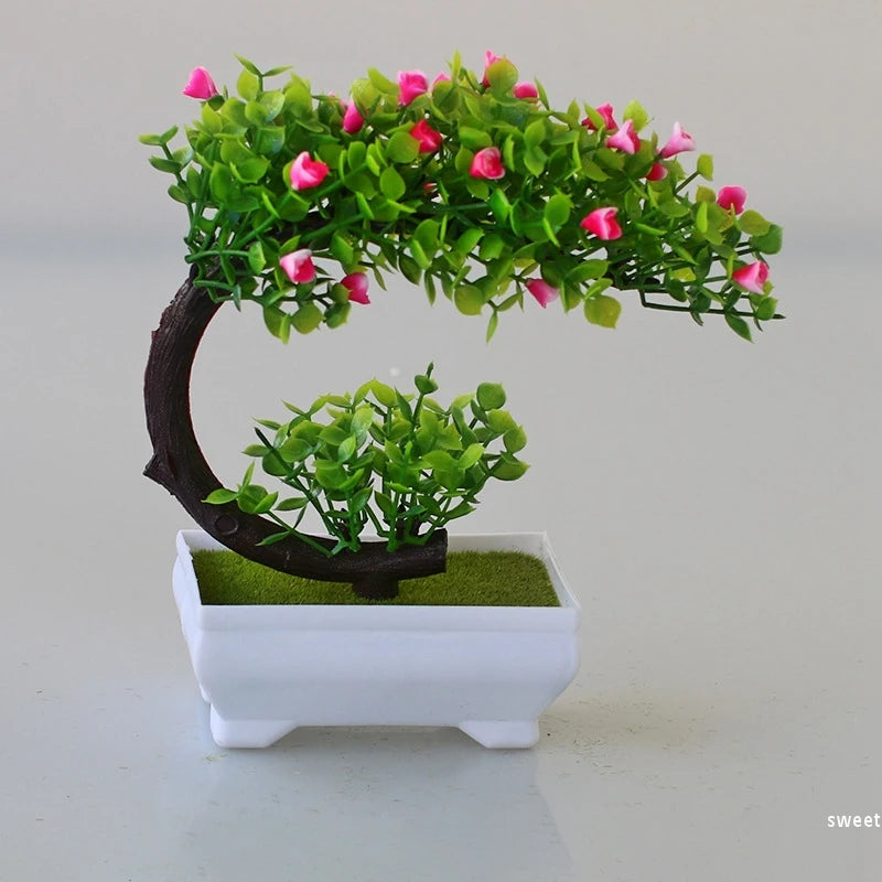 Simulation Bonsai Plant Potted Artificial Plastic Grass  Home Desktop Decoration