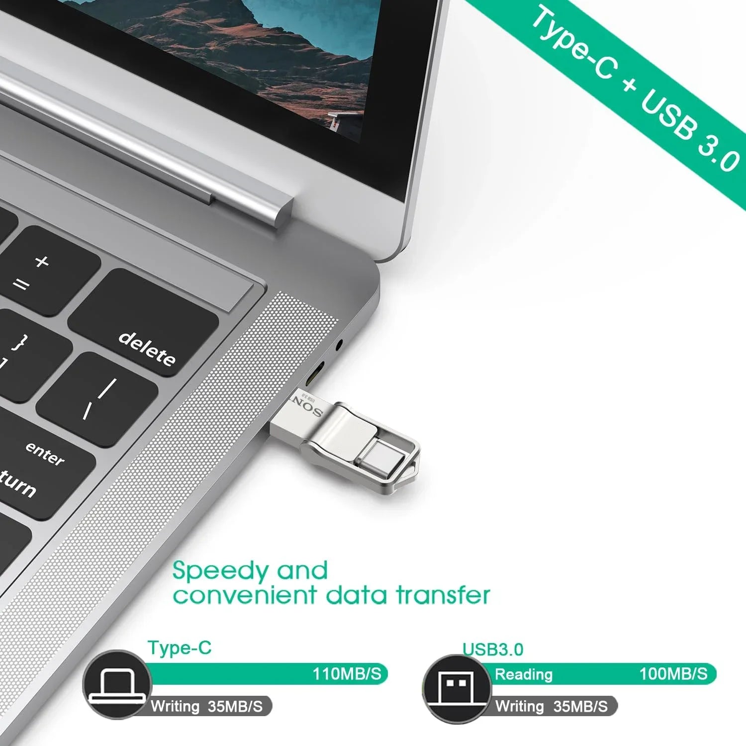 SONY OTG USB-C Flash Pen Drive Metal Memory Stick USB 3.0 flash Disk 64GB 128GB 256GB  USB 3.0 Dual C Pen drive
