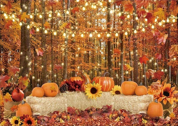 Fall Harvest Backdrop Autumn Barn Pumpkin Maple Photography Background Festivals Party Baby Shower Decor Banner