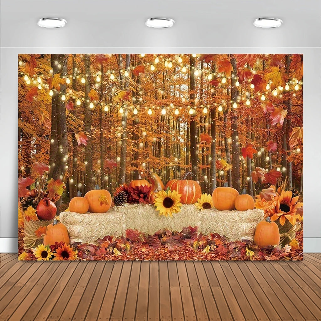 Fall Harvest Backdrop Autumn Barn Pumpkin Maple Photography Background Festivals Party Baby Shower Decor Banner