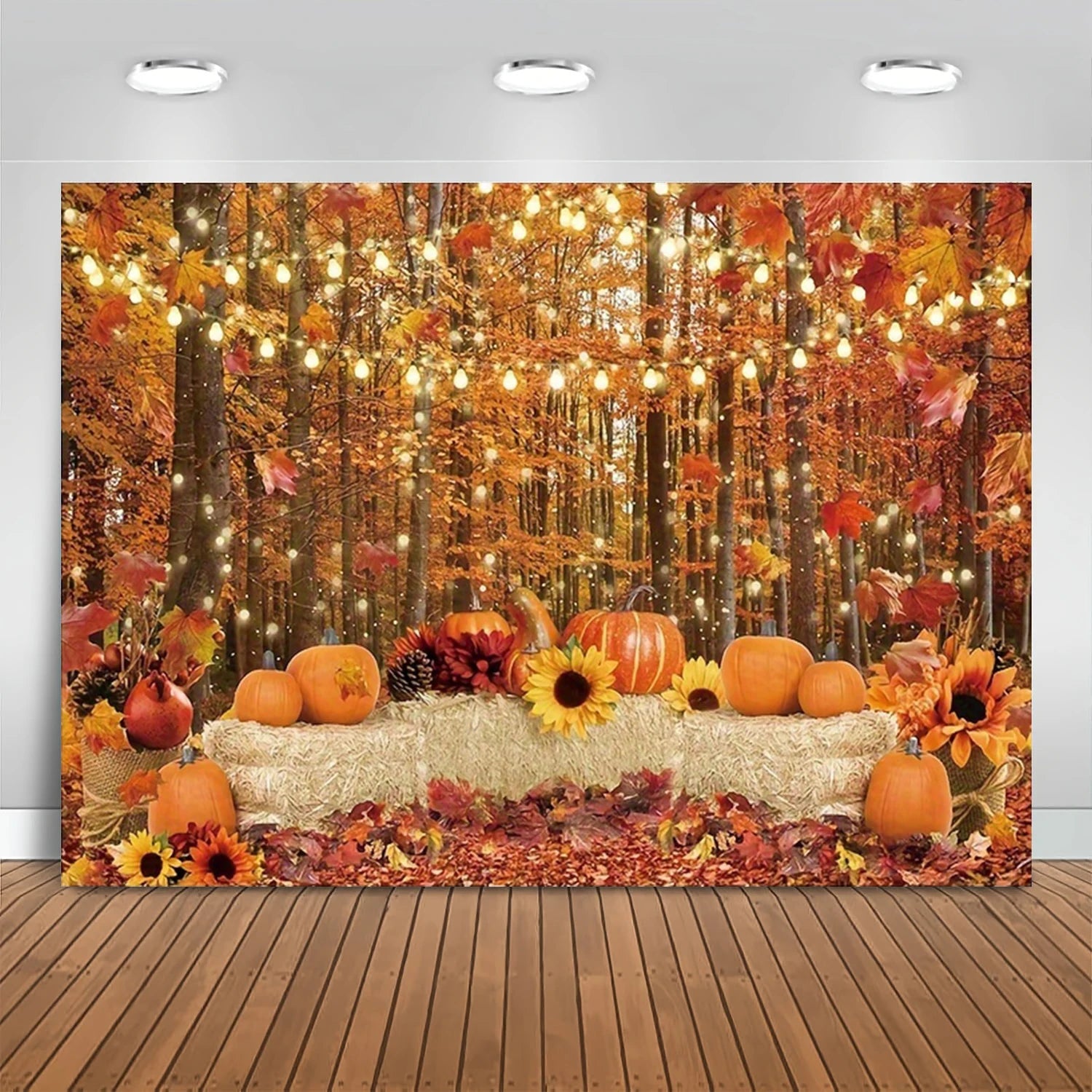 Fall Harvest Backdrop Autumn Barn Pumpkin Maple Photography Background Festivals Party Baby Shower Decor Banner