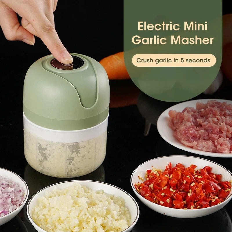 Garlic Masher Crusher Electric Portable Meat Grinder Vegetable Chopper for Kitchen