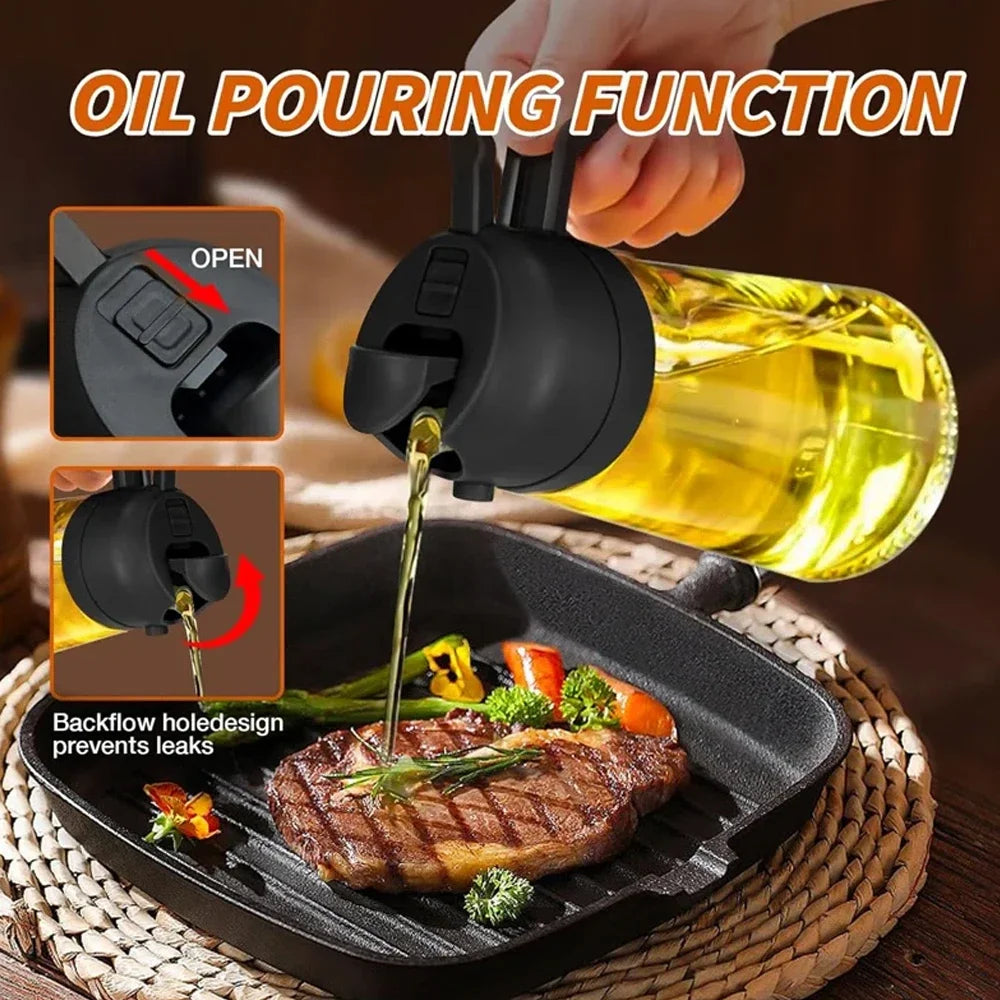 1-4Pcs 2in1 Oil Sprayer Bottle Plastic BBQ Cooking Oil Dispenser