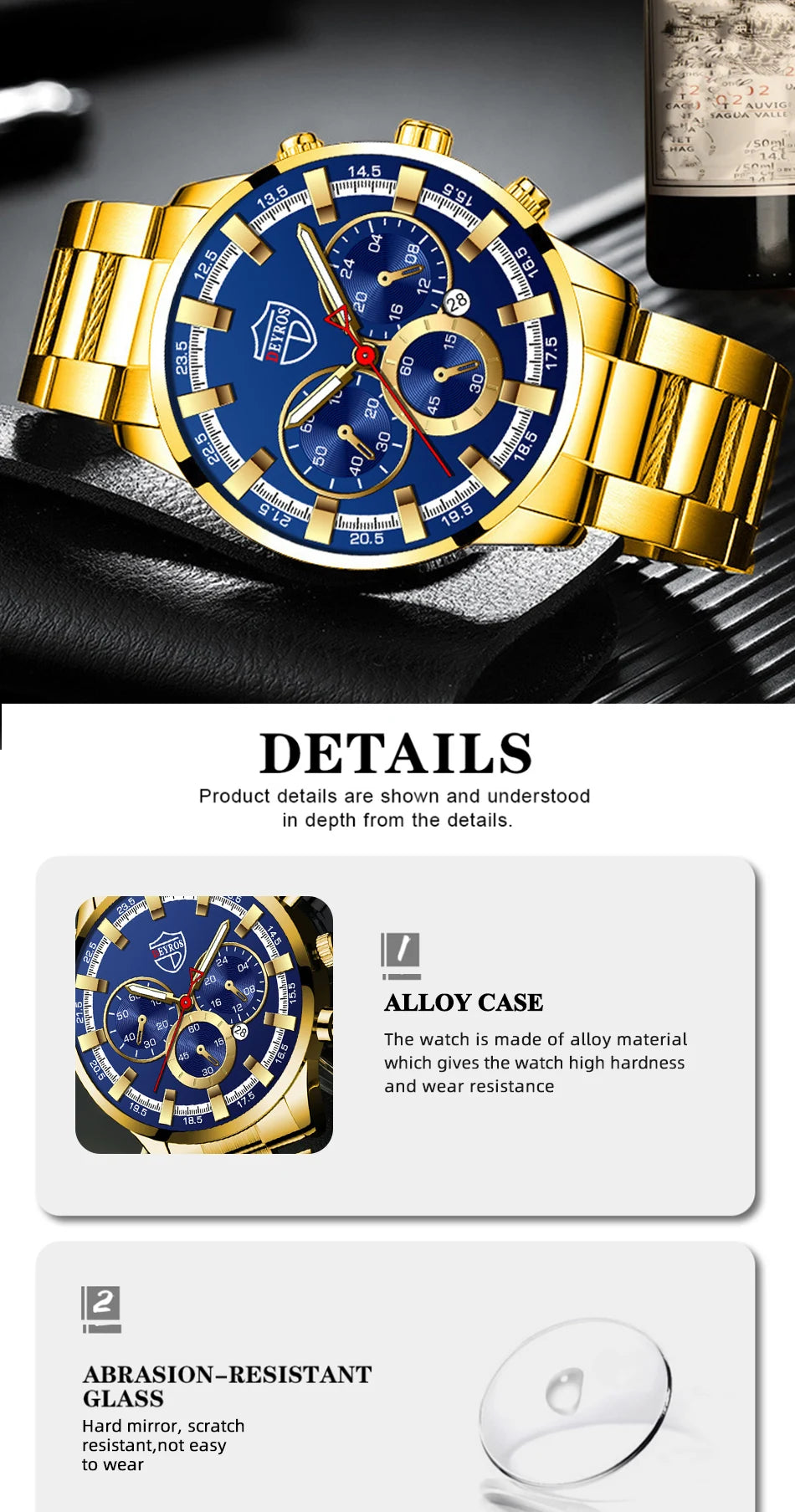 Watches Business Stainless Steel Quartz Wrist Watch Calendar Date Male Casual Sports