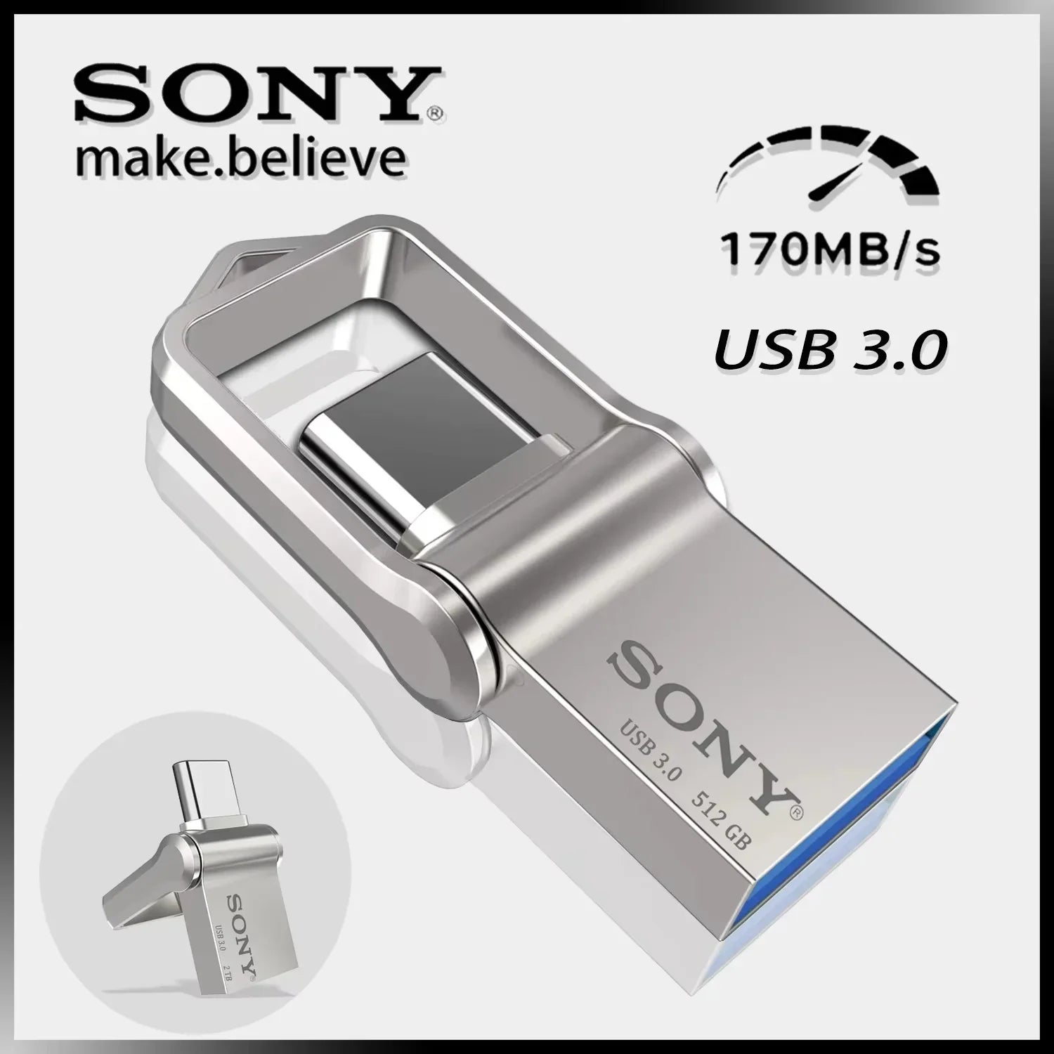 SONY OTG USB-C Flash Pen Drive Metal Memory Stick USB 3.0 flash Disk 64GB 128GB 256GB  USB 3.0 Dual C Pen drive