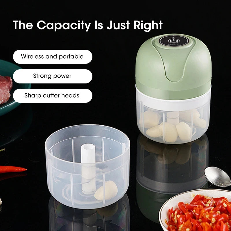 Garlic Masher Crusher Electric Portable Meat Grinder Vegetable Chopper for Kitchen