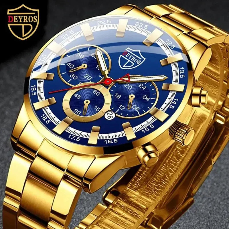 Watches Business Stainless Steel Quartz Wrist Watch Calendar Date Male Casual Sports