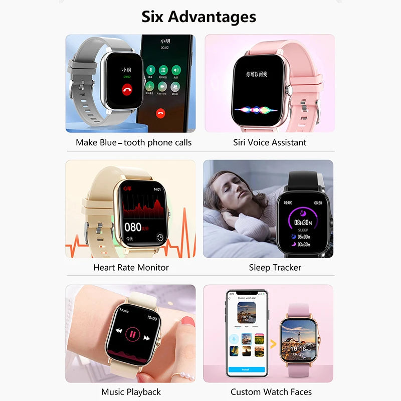 Smart Watch Health Monitor Waterproof Bluetooth Call Watches for Men and Women IOS, Android support 2025