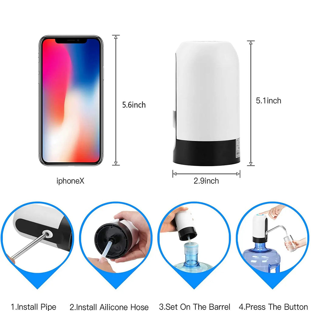 Water Bottle Pump USB Charging Auto Switch Drinking Dispenser Charging One Click