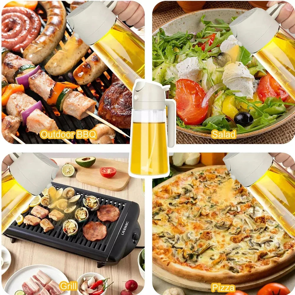 1-4Pcs 2in1 Oil Sprayer Bottle Plastic BBQ Cooking Oil Dispenser