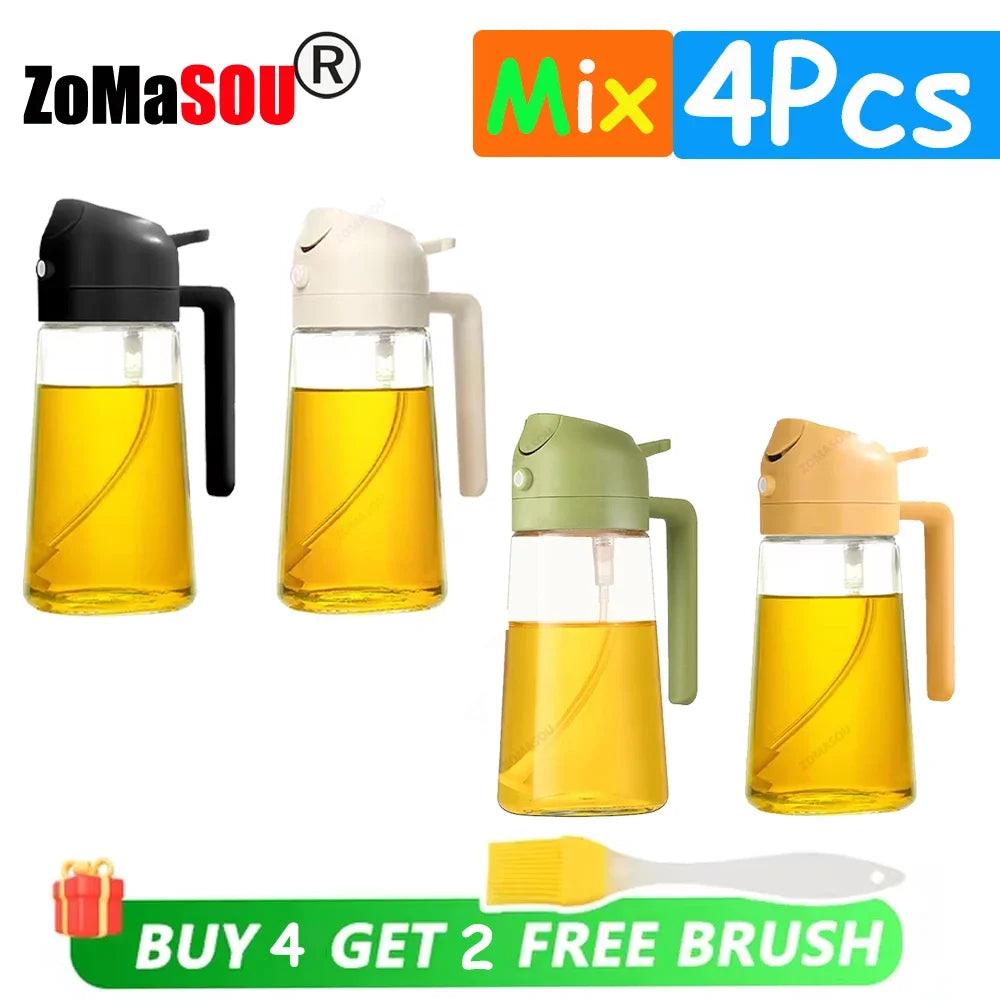 1-4Pcs 2in1 Oil Sprayer Bottle Plastic BBQ Cooking Oil Dispenser