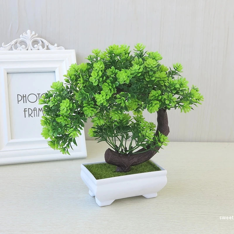 Simulation Bonsai Plant Potted Artificial Plastic Grass  Home Desktop Decoration