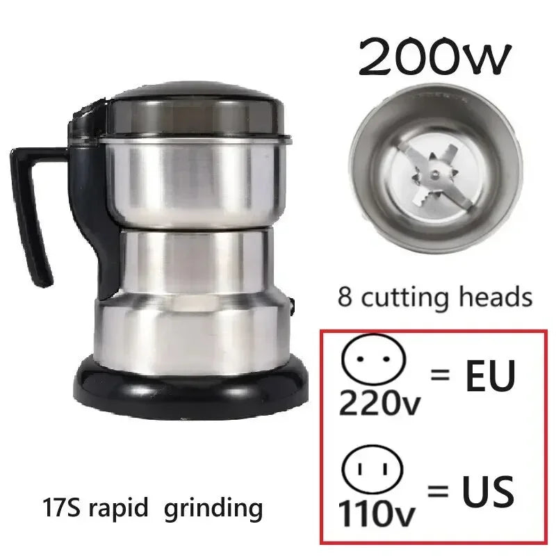 400W 304 Stainless Electric Grinder Eight Page Blade Electric Smash Machine Rice Beans  Blender