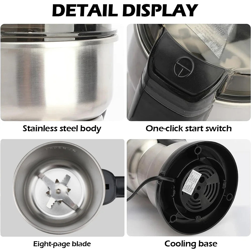 400W 304 Stainless Electric Grinder Eight Page Blade Electric Smash Machine Rice Beans  Blender