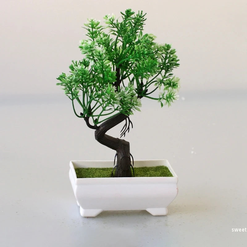Simulation Bonsai Plant Potted Artificial Plastic Grass  Home Desktop Decoration
