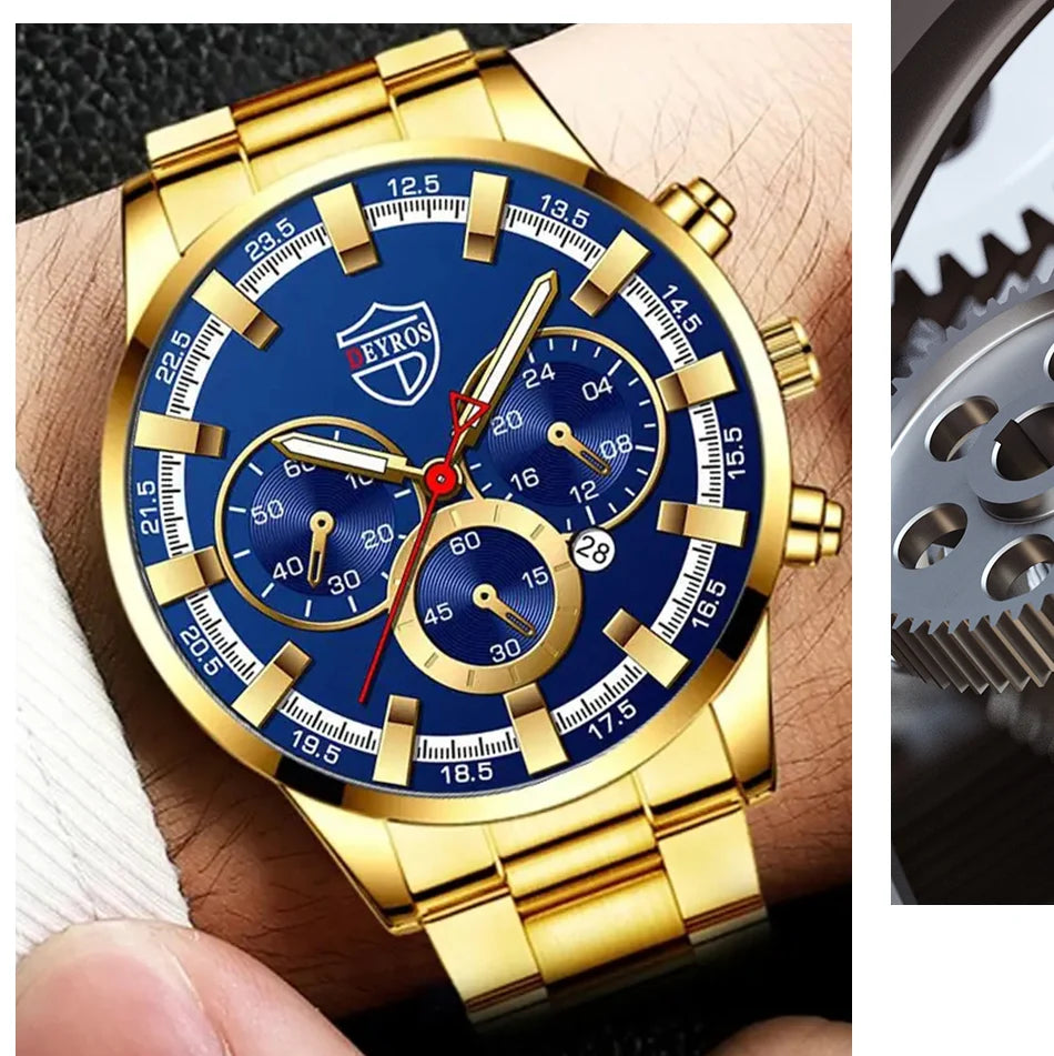Watches Business Stainless Steel Quartz Wrist Watch Calendar Date Male Casual Sports