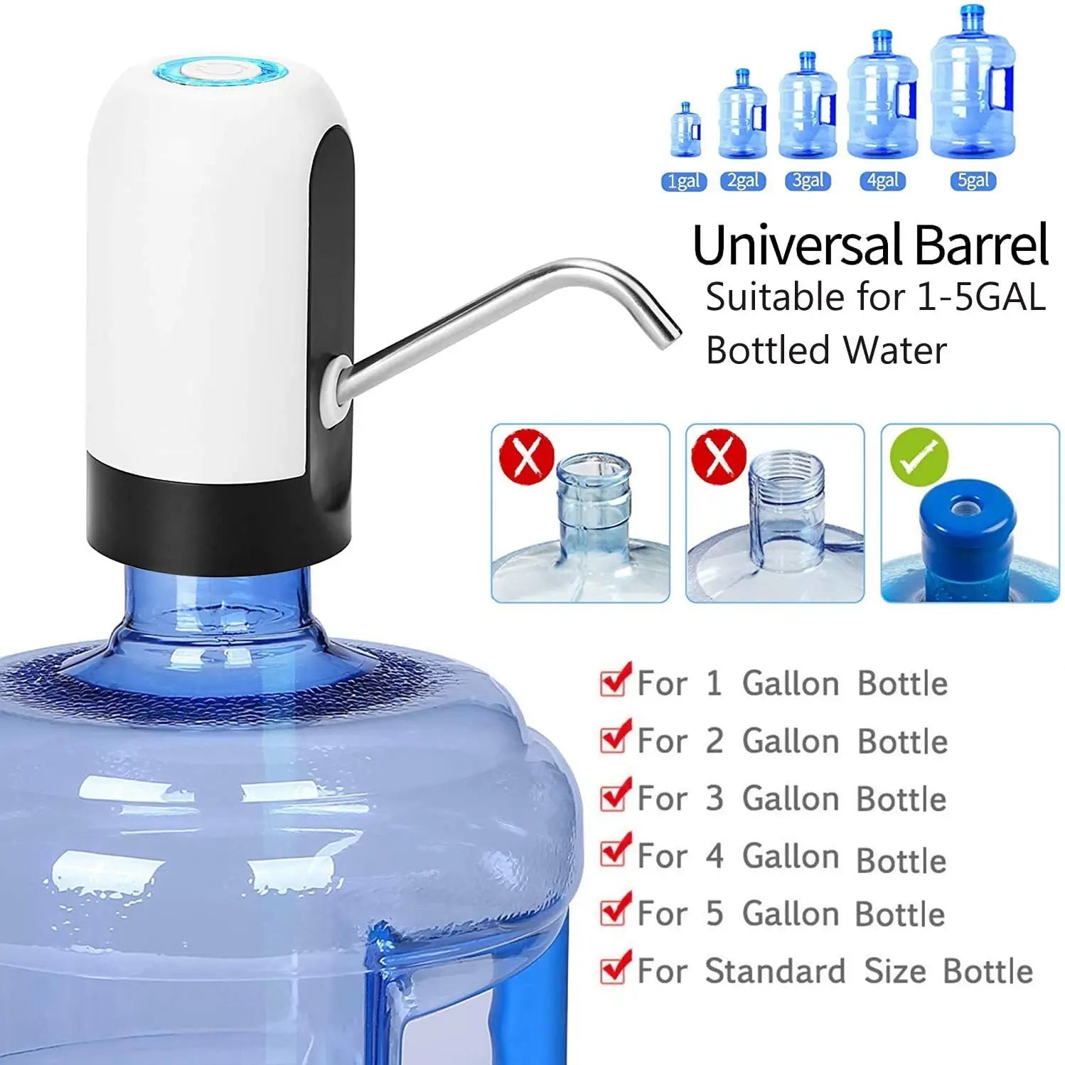 Water Bottle Pump USB Charging Auto Switch Drinking Dispenser Charging One Click